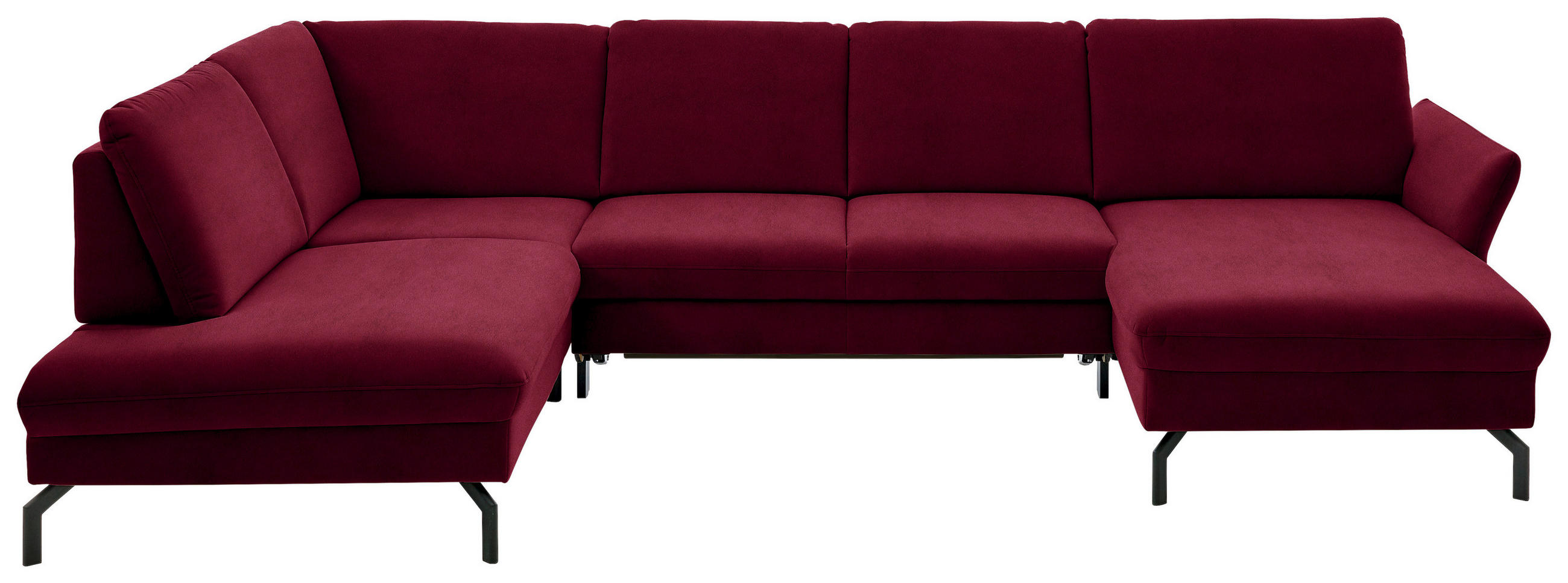 WOHNLANDSCHAFT in Velours Rot, Beere  - Beere/Rot, Design, Textil/Metall (220/335/179cm) - Beldomo System