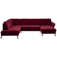 WOHNLANDSCHAFT in Velours Rot, Beere  - Beere/Rot, Design, Textil/Metall (220/335/179cm) - Beldomo System
