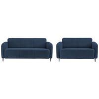 SITZGARNITUR Teddystoff Blau  - Blau/Schwarz, MODERN, Textil/Metall (180/76/90cm) - Livetastic