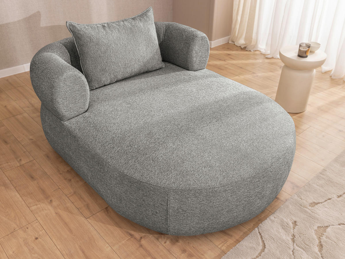 XXL-SESSEL Chenille Grau    - Schwarz/Grau, Design, Kunststoff/Textil (122/76/156cm) - Livetastic