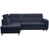 ECKSOFA inkl. Funktionen Dunkelblau Samt  - Dunkelblau, Natur, Holz/Textil (206/261cm) - Venda