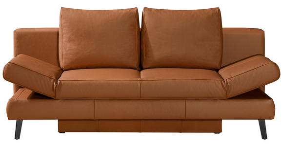 SCHLAFSOFA in Echtleder Braun  - Schwarz/Braun, Design, Leder/Metall (200/85/90cm) - Novel