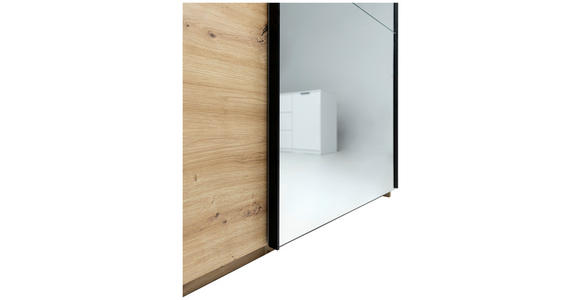 SCHWEBETÜRENSCHRANK  in Eiche Artisan  - Schwarz/Eiche Artisan, KONVENTIONELL, Glas/Holzwerkstoff (175/205/62cm) - Carryhome