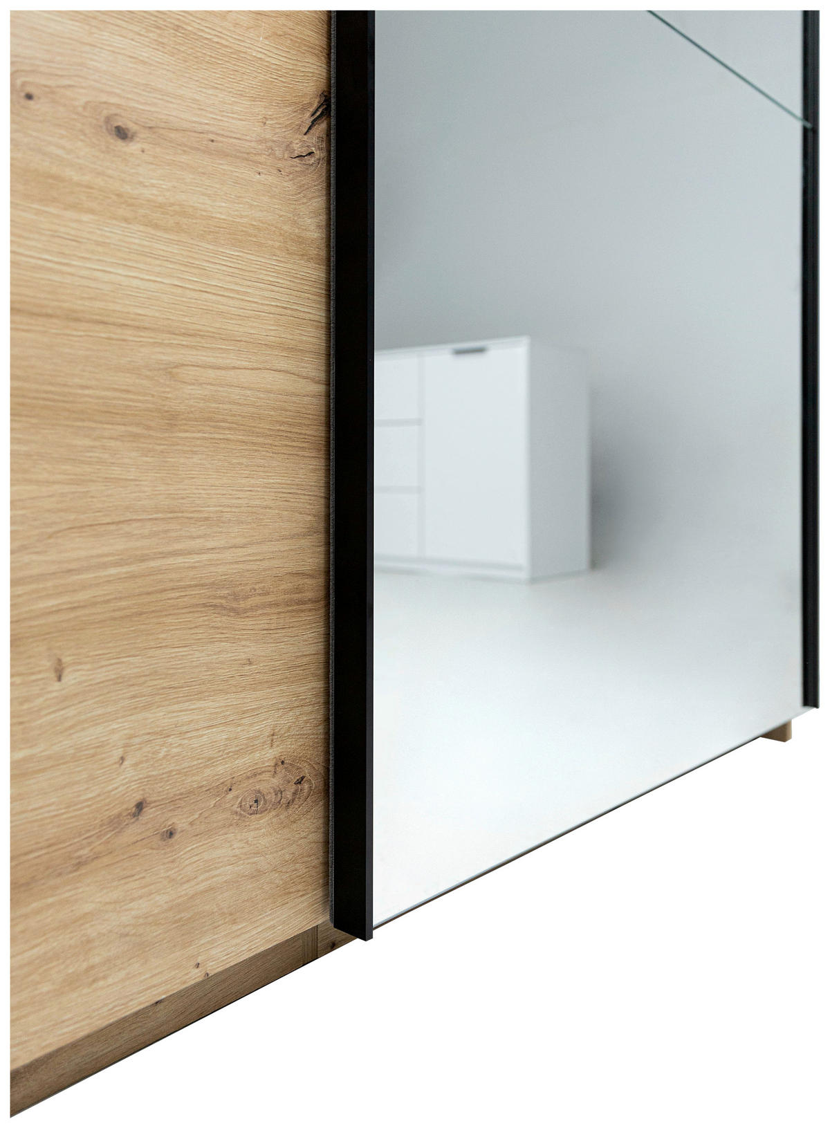 SCHIEBETÜRENSCHRANK 2-türig Eiche Artisan  - Schwarz/Eiche Artisan, MODERN, Holzwerkstoff/Metall (215/205/61,5cm) - Boxxx