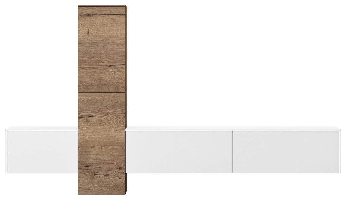 WOHNWAND  in Weiß, Eichefarben  282/160/37 cm  - Eichefarben/Weiß, Design, Holzwerkstoff (282/160/37cm) - Celina Home