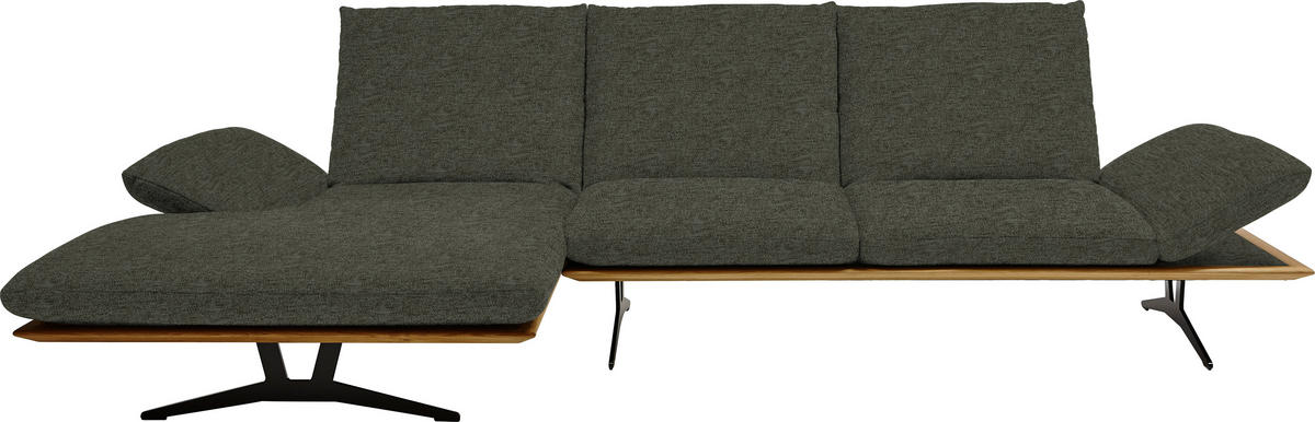 ECKSOFA in Flachgewebe Graubraun  159/314 cm  - Graubraun/Schwarz, Design, Holz/Textil (159/314cm) - Dieter Knoll