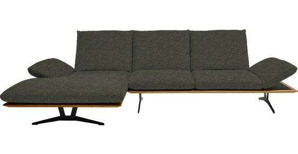 ECKSOFA in Flachgewebe Graubraun 159/314 cm - Graubraun/Schwarz, Design, Holz/Textil (159/314cm) - Dieter Knoll