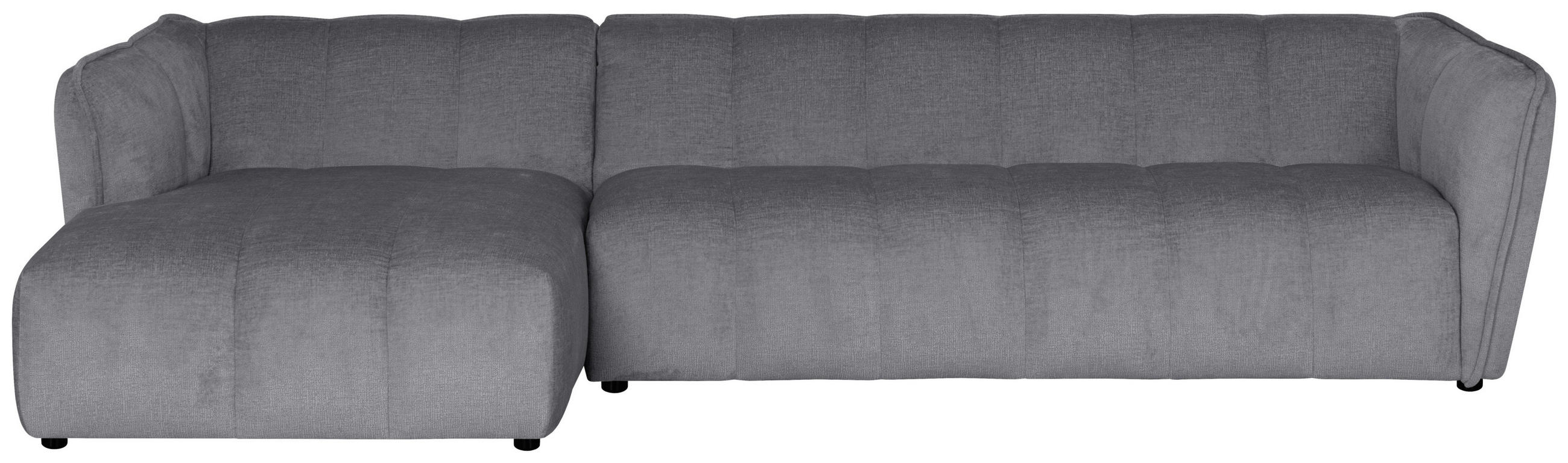 ECKSOFA LIVOLI in Chenille Hellgrau  160/306 cm  - Hellgrau/Schwarz, Design, Textil (160/306cm) - MID.YOU