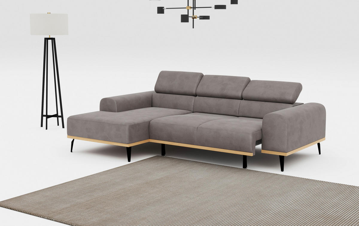 ECKSOFA Mikrofaser Grau  - Schwarz/Grau, Konventionell, Textil/Metall (157/244cm) - Cotta