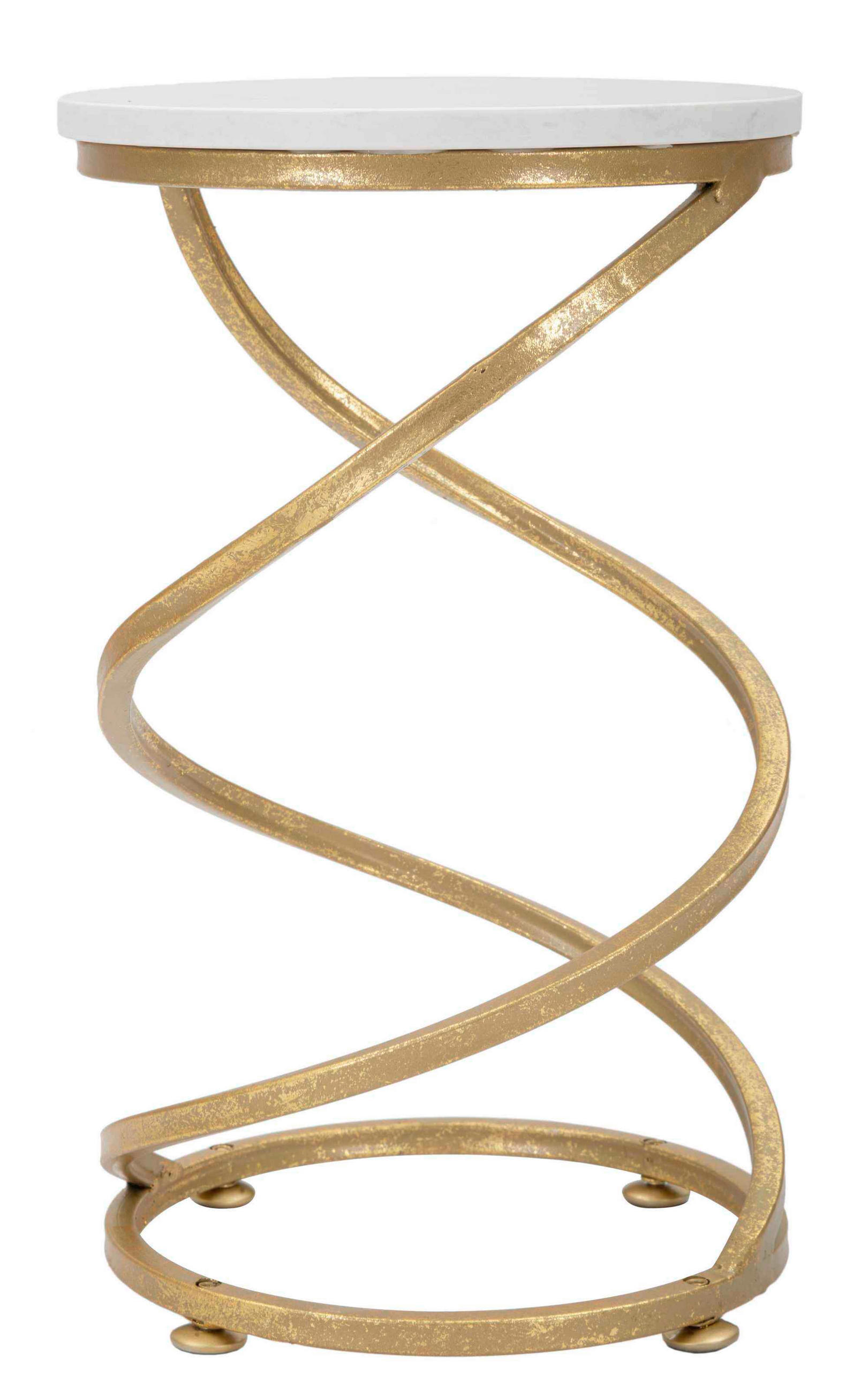 COUCHTISCH - Goldfarben/Weiß, Basics, Stein/Metall (27,5/47,5/27,5cm)