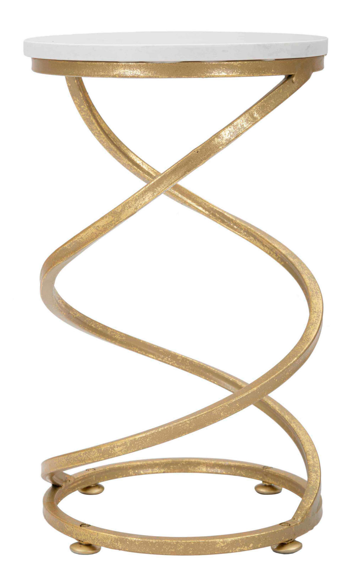 COUCHTISCH Weiß, Goldfarben  - Goldfarben/Weiß, Basics, Stein/Metall (27,5/47,5/27,5cm)