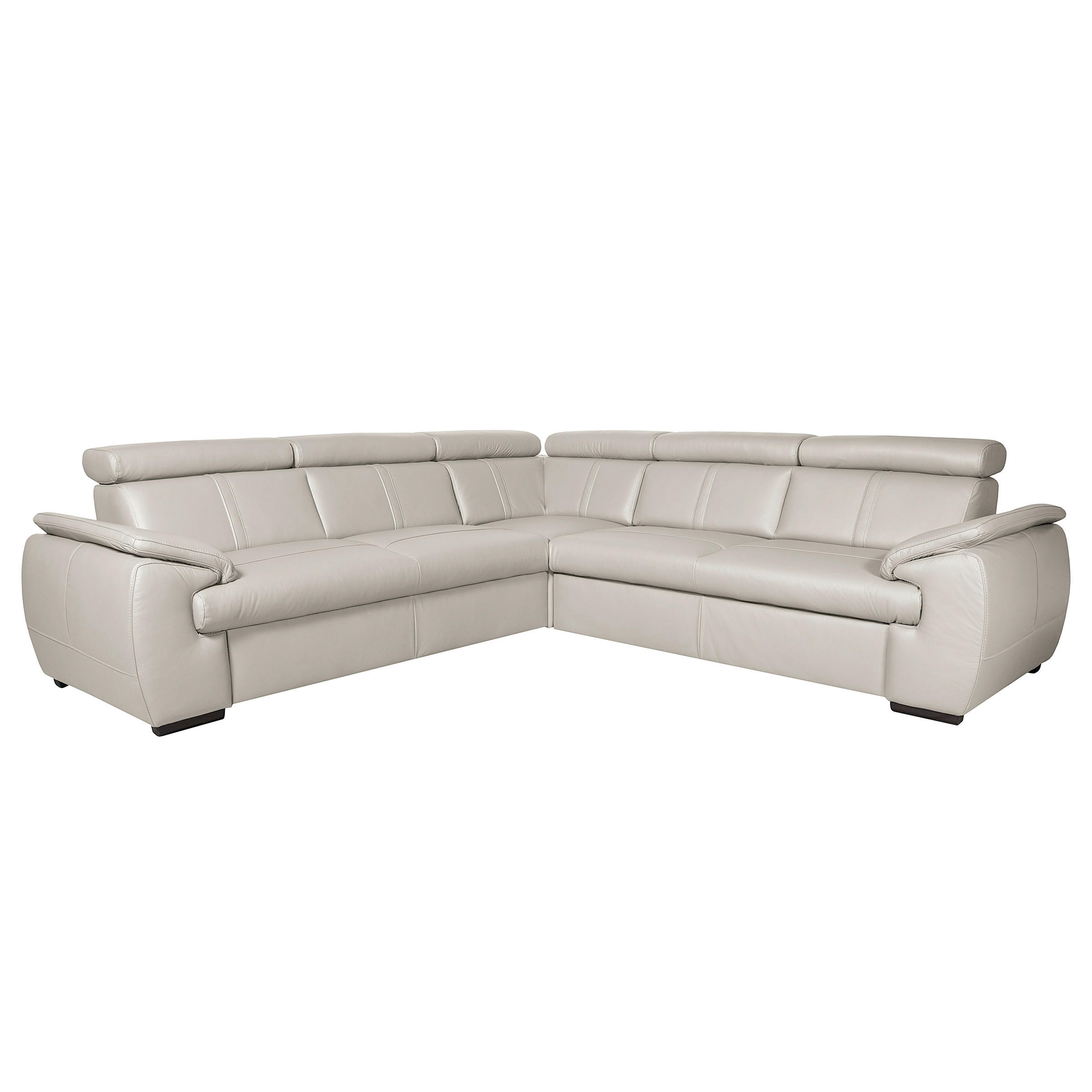 ECKSOFA  in Echtleder Platinfarben  - Platinfarben/Wengefarben, Design, Leder/Holz (265/265cm) - Livetastic