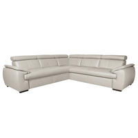 ECKSOFA  in Echtleder Platinfarben  - Platinfarben/Wengefarben, Design, Leder/Holz (265/265cm) - Livetastic