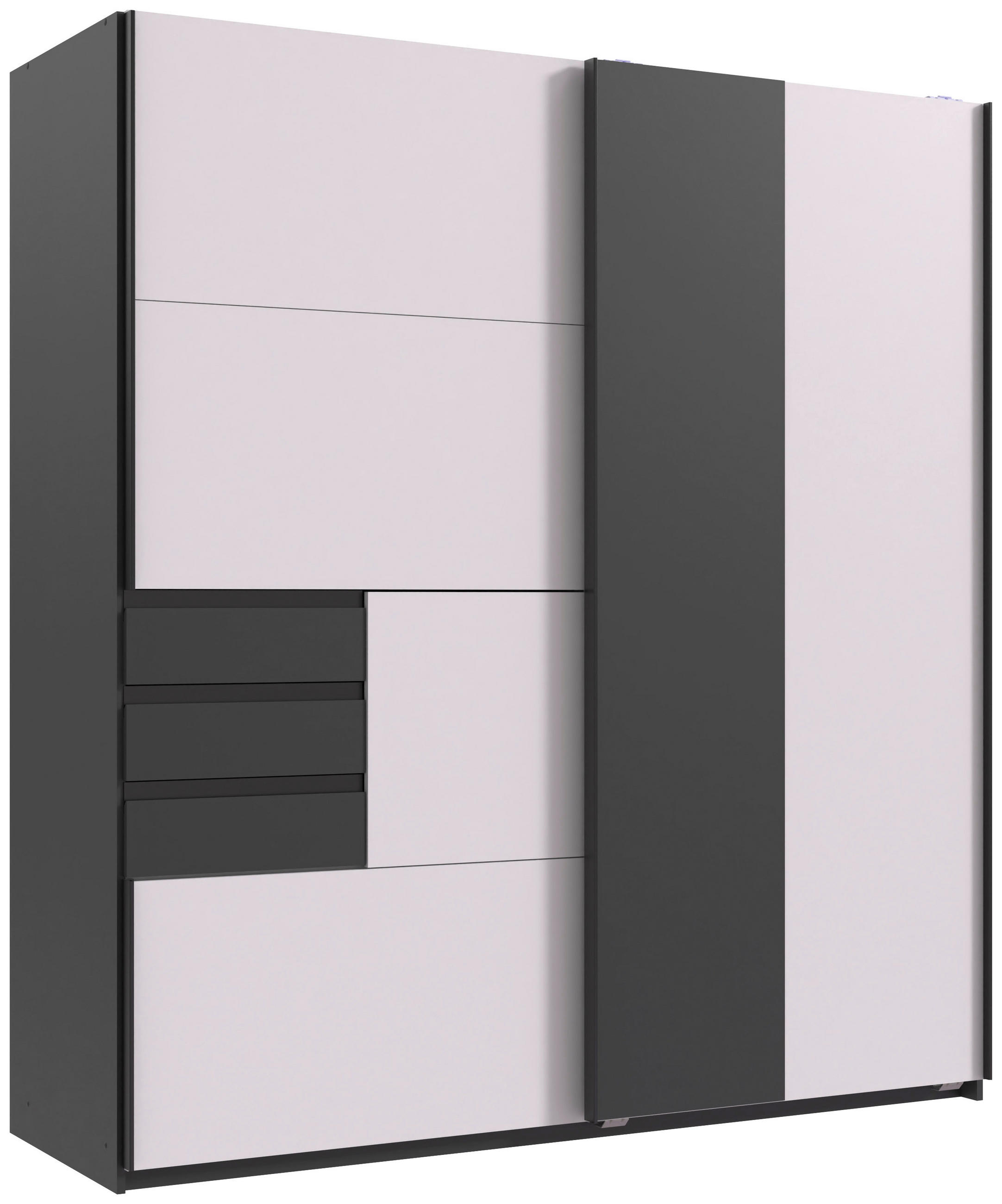 SCHWEBETÜRENSCHRANK 180/198/65 cm 2-türig Graphitfarben, Weiß  - Graphitfarben/Schwarz, MODERN, Holzwerkstoff/Metall (180/198/65cm) - MID.YOU