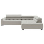 ECKSOFA in Cord Hellgrau  - Chromfarben/Hellgrau, KONVENTIONELL, Textil/Metall (311/219cm) - Hom`in