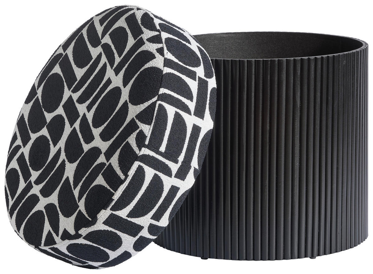 POUF Chenille 50/44/50 cm  - Schwarz/Weiß, Design, Holzwerkstoff/Textil (50/44/50cm) - MID.YOU