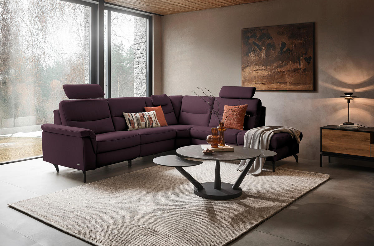 ECKSOFA  in Echtleder Violett  280/249 cm  - Anthrazit/Violett, Design, Leder/Metall (280/249cm) - Himolla Komfortklass