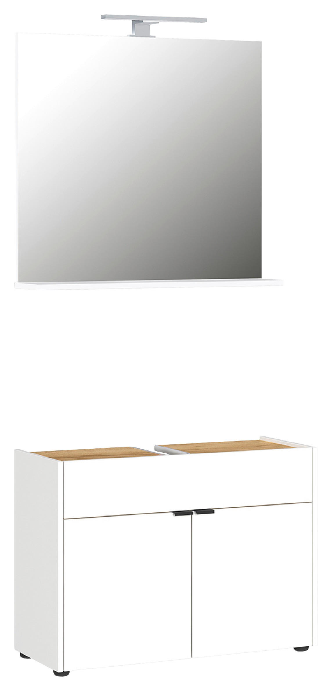 BADEZIMMER 2-teilig in 80 cm - Eichefarben/Schwarz, MODERN, Holzwerkstoff/Kunststoff (80cm) - Germania