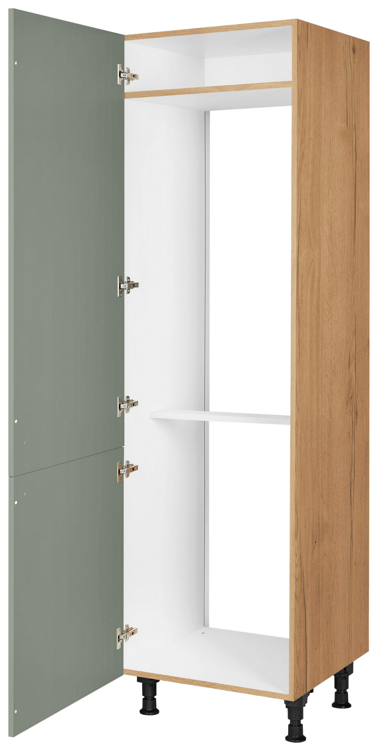 GERÄTEUMBAUSCHRANK 60/216,6/58 cm  in Grün  - Edelstahlfarben/Eichefarben, MODERN, Holzwerkstoff/Metall (60/216,6/58cm) - Nobilia