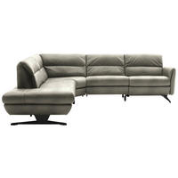 ECKSOFA Hellgrau Echtleder  - Hellgrau/Schwarz, Design, Leder/Metall (258/286cm) - Schöner Wohnen