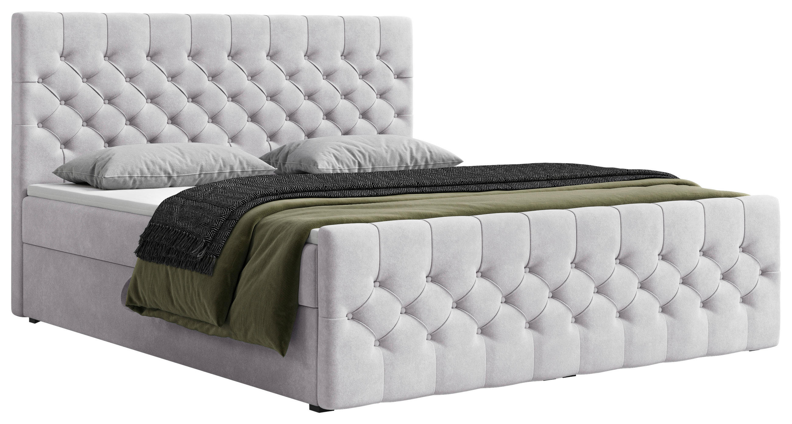 BOXBETT 140/200 cm,  in Silberfarben, Matratze, Topper, H3 = fest  - Silberfarben/Schwarz, KONVENTIONELL, Holz/Kunststoff (140/200cm) - Chameo