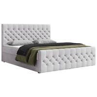 BOXBETT 140/200 cm,  in Silberfarben, Matratze, Topper, H3 = fest  - Silberfarben/Schwarz, KONVENTIONELL, Holz/Kunststoff (140/200cm) - Chameo