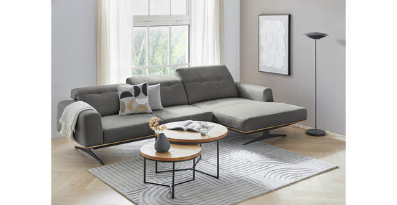 ECKSOFA Dunkelgrau Struktur - Eichefarben/Dunkelgrau, Design, Holz/Textil (163/305cm) - Novel