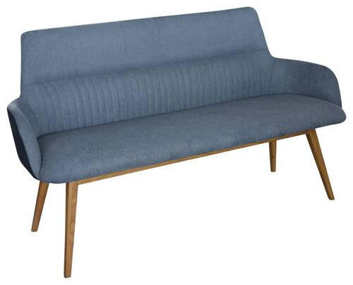 SITZBANK 157/88/62,5 cm Webstoff Dunkelblau, Eichefarben Wildeiche vollmassiv  - Eichefarben/Dunkelblau, KONVENTIONELL, Holz/Textil (157/88/62,5cm) - Linea Natura