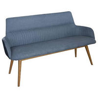 SITZBANK 157/88/62,5 cm Webstoff Eichefarben, Dunkelblau Wildeiche vollmassiv  - Eichefarben/Dunkelblau, KONVENTIONELL, Holz/Textil (157/88/62,5cm) - Linea Natura