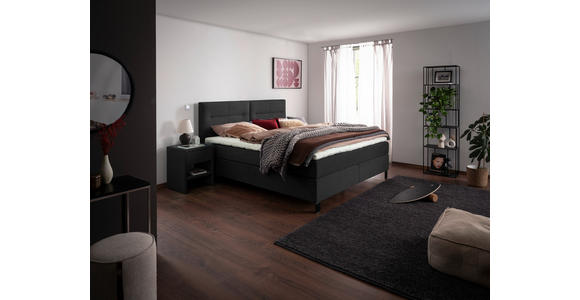 BOXSPRINGBETT 200/220 cm  in Anthrazit  - Anthrazit/Schwarz, KONVENTIONELL, Textil/Metall (200/220cm) - Esposa