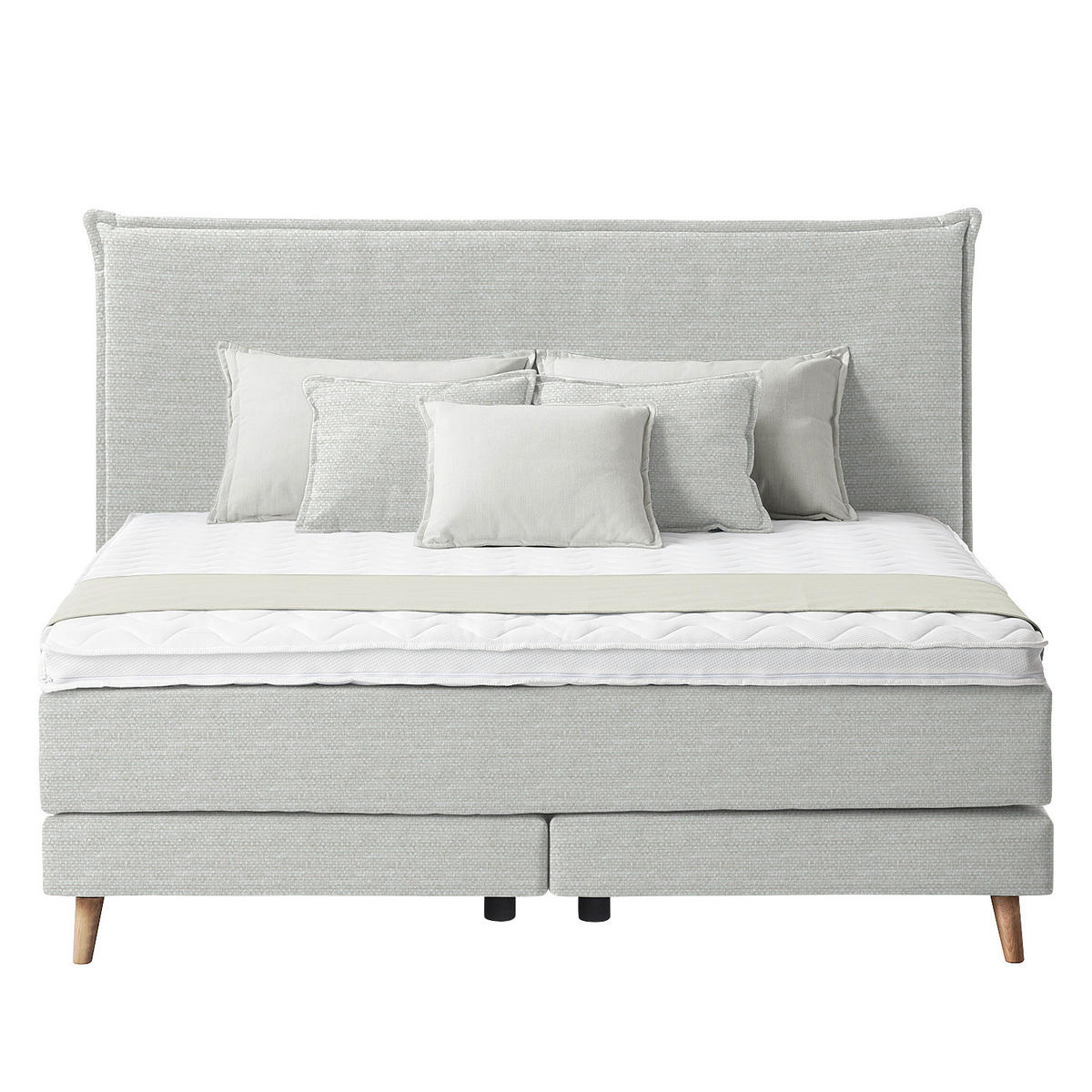 BOXSPRINGBETT 140/200 cm  in Hellgrau  - Eichefarben/Hellgrau, Design, Holzwerkstoff/Textil (140/200cm) - home24