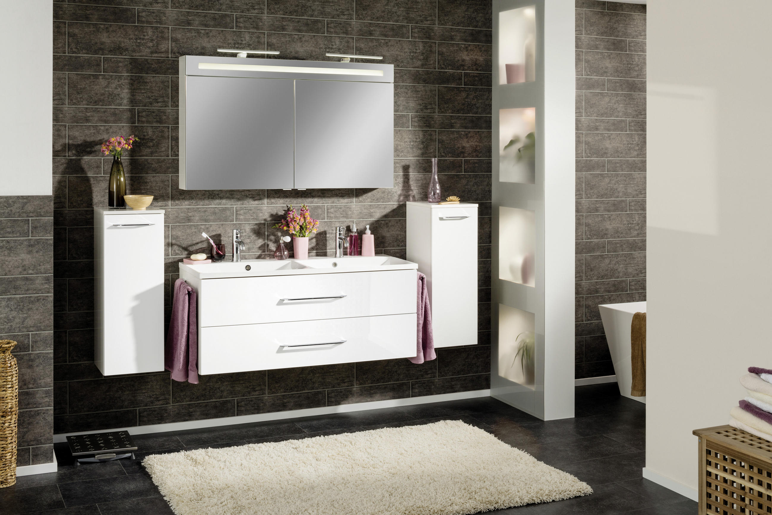 WASCHTISCHKOMBI 120 cm  - Weiß, MODERN, Holzwerkstoff/Kunststoff (120cm) - MID.YOU