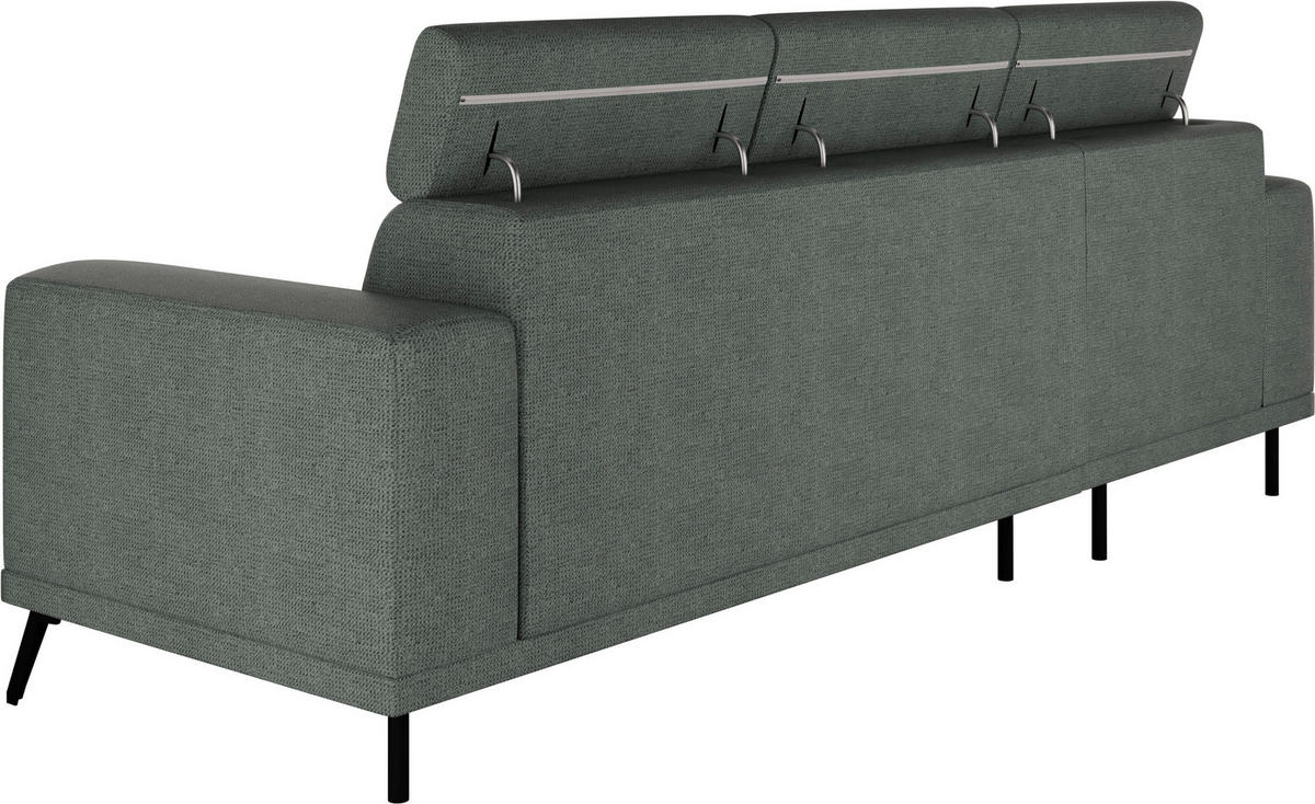 ECKSOFA in Chenille Waldgrün  - Waldgrün/Schwarz, Konventionell, Textil/Metall (178/264cm) - Hom`in