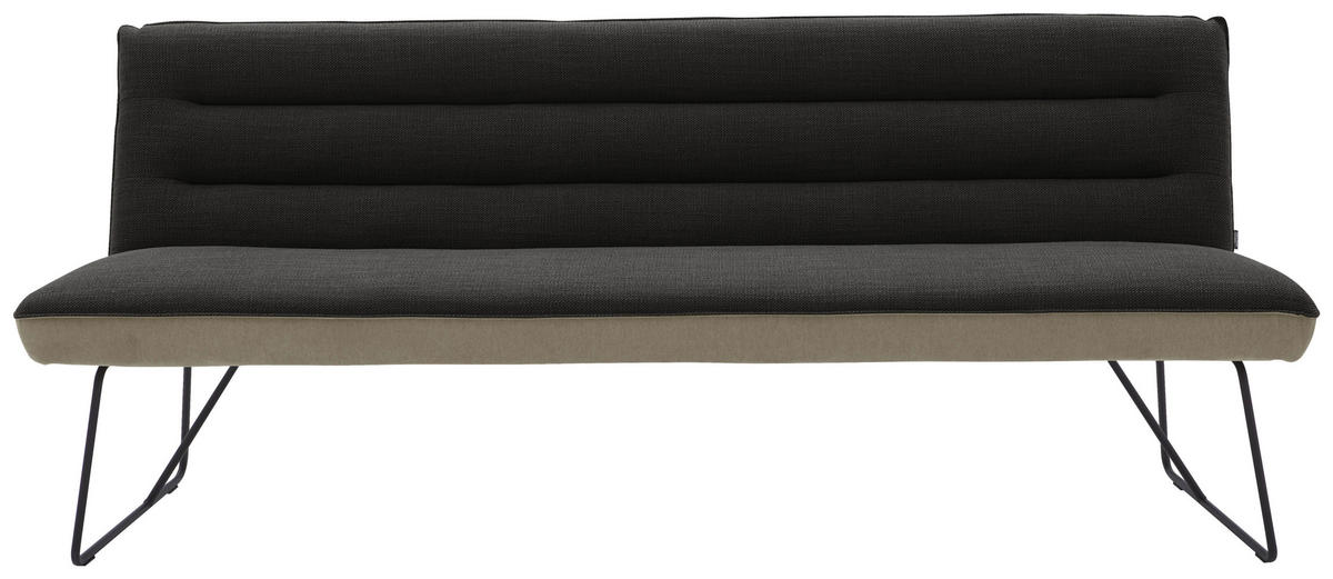 SITZBANK in Metall, Textil Anthrazit, Schwarz, Greige  - Greige/Anthrazit, Design, Textil/Metall (218/89/68cm) - Dieter Knoll