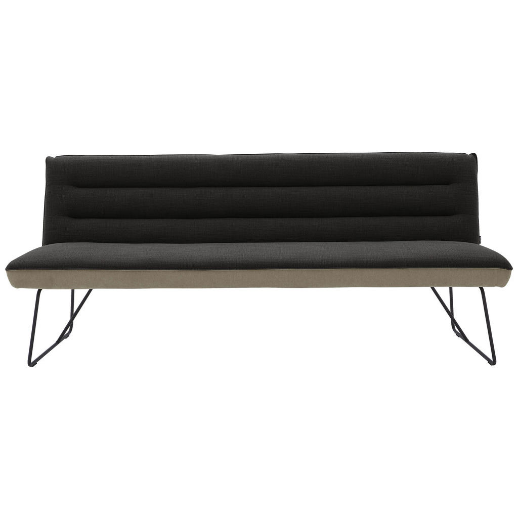 Thumbnail - Dieter Knoll Sitzbank, Anthrazit, Schwarz, Greige, Metall, Textil, 2-3-Sitzer, 198x89x68 cm, Goldenes M, Fußauswahl, Led...