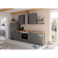 KÜCHENBLOCK 330 cm   Dunkelgrau  - Dunkelgrau/Eichefarben, Design, Holzwerkstoff/Metall (330cm) - Impuls