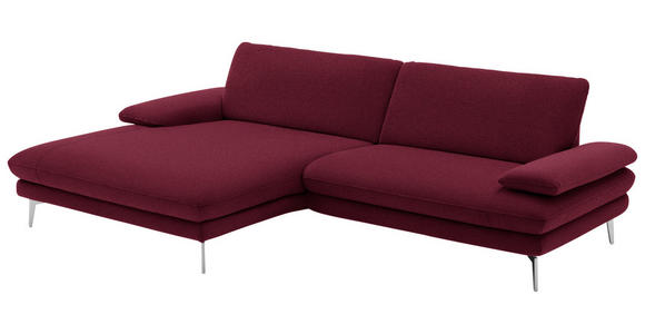 ECKSOFA in Webstoff Rot, Bordeaux  - Bordeaux/Rot, Design, Textil/Metall (184/284cm) - Dieter Knoll