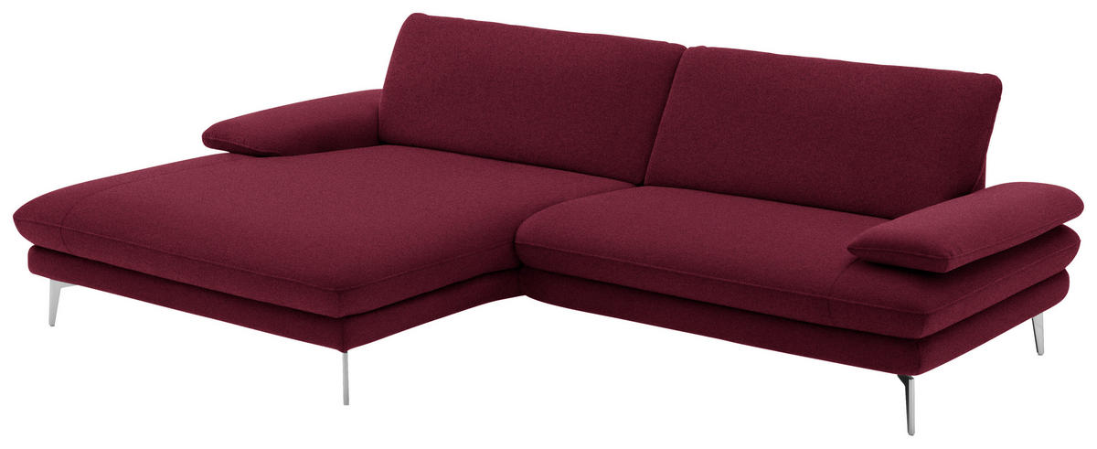 ECKSOFA in Webstoff Rot, Bordeaux  - Bordeaux/Rot, Design, Textil/Metall (184/284cm) - Dieter Knoll