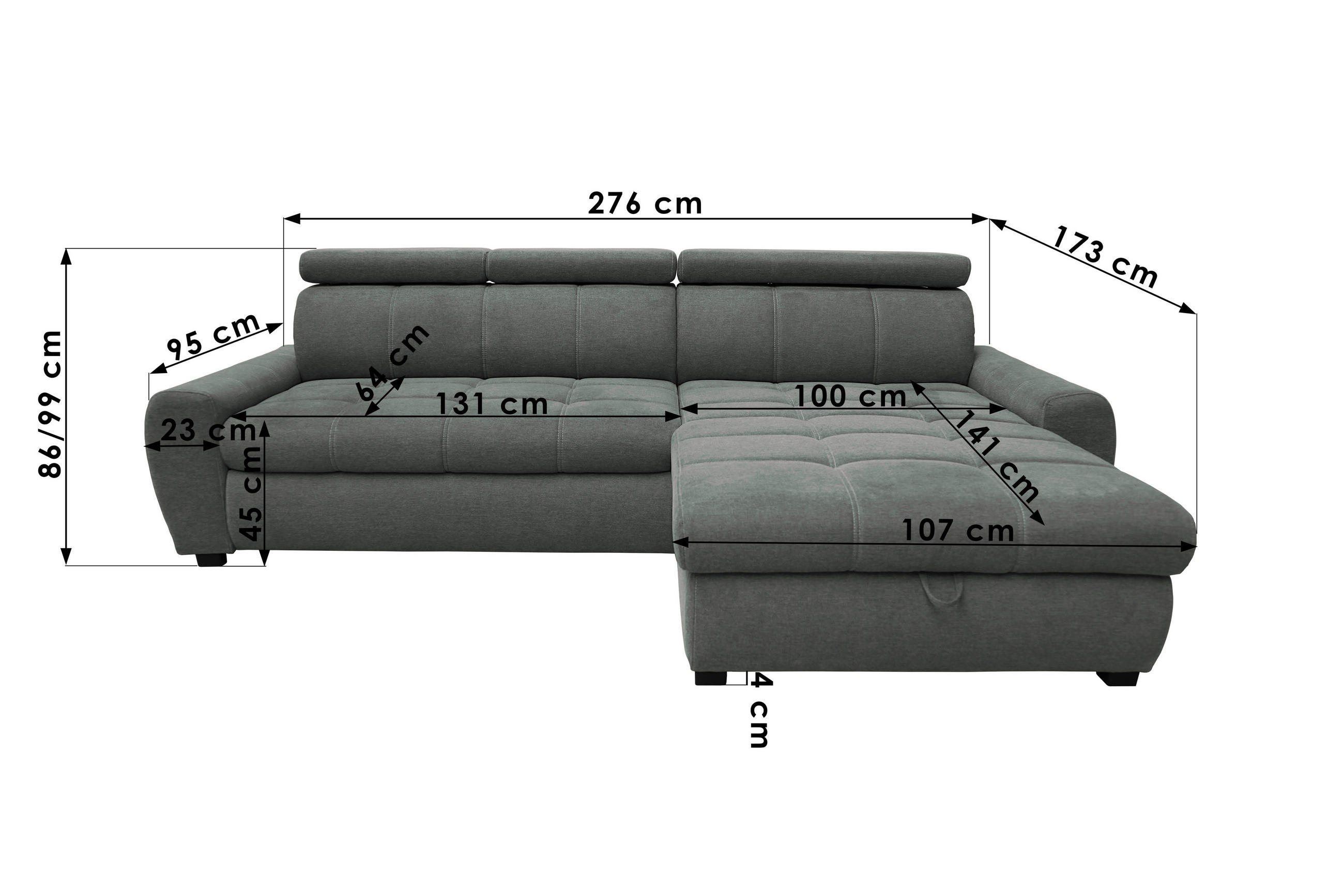 Thumbnail - Stylife Ecksofa, Anthrazit, Textil, 3-Sitzer, seitenverkehrt montierbar, L-Form, 276x173 cm, Stoffauswahl, Schlafen auf ...