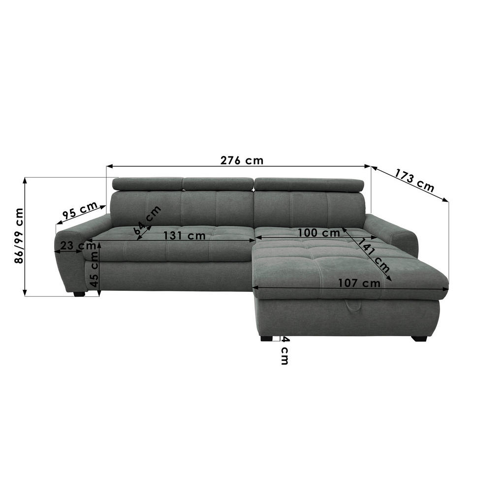 Thumbnail - Stylife Ecksofa, Silber, Textil, 3-Sitzer, seitenverkehrt montierbar, L-Form, 276x173 cm, Stoffauswahl, Schlafen auf Sit...