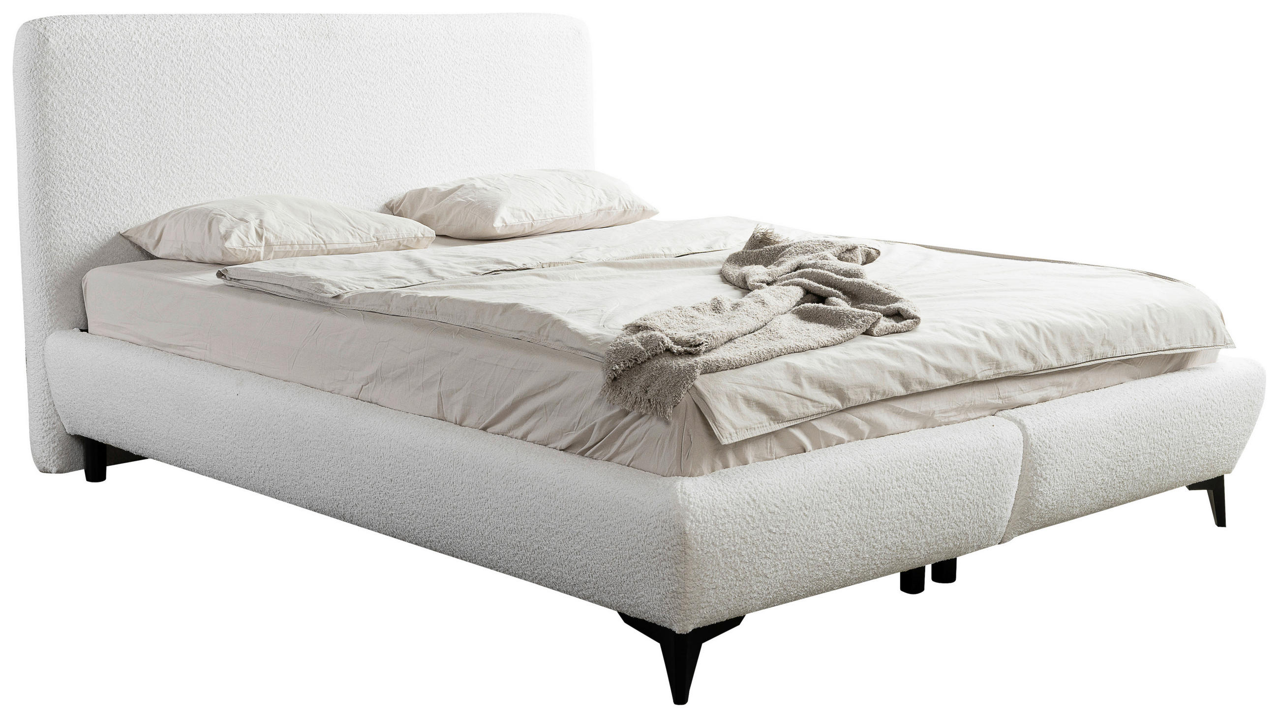 POLSTERBETT Lattenrost, Bettkasten 140/200 cm  in Creme  - Creme/Schwarz, MODERN, Holz/Kunststoff (140/200cm) - MID.YOU
