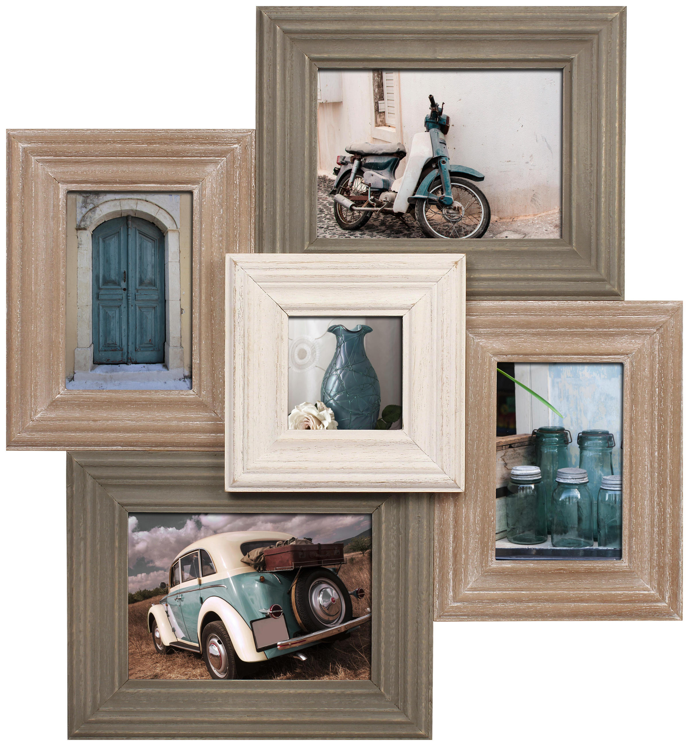 Collagen-Bilderrahmen in Braun, Naturfarben, Beige