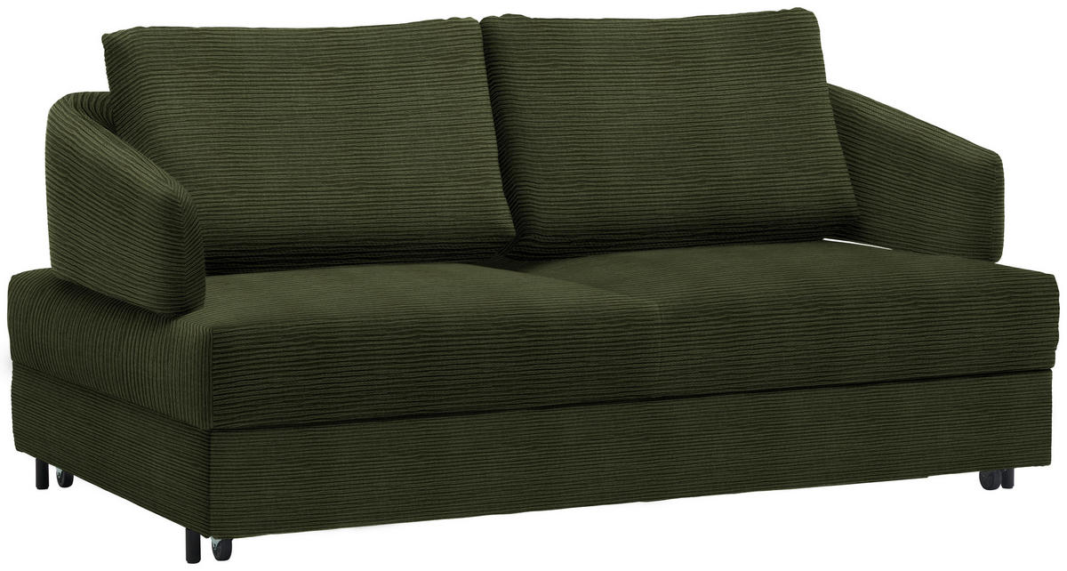 SCHLAFSOFA in Textil Dunkelgrün  - Dunkelgrün/Schwarz, Design, Textil/Metall (172/76-89/112-120cm) - Bali