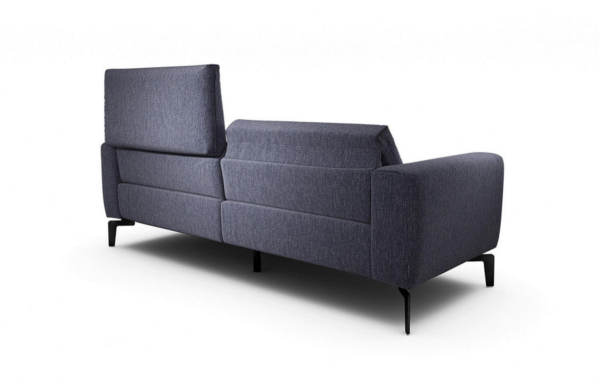 2,5-Sitzer inkl. Hocker Chenille Blau  - Blau/Schwarz, Design, Textil/Metall (220/86/86-94cm) - SENSOO