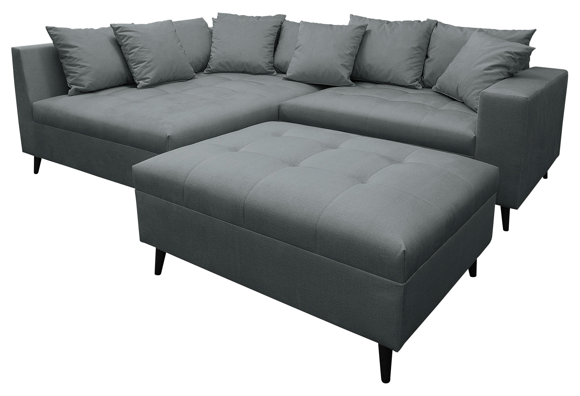 KUTNA GARNITURA tekstil  tamno siva   - tamno siva/crna, Design, tekstil/drvo (174/247cm) - MID.YOU