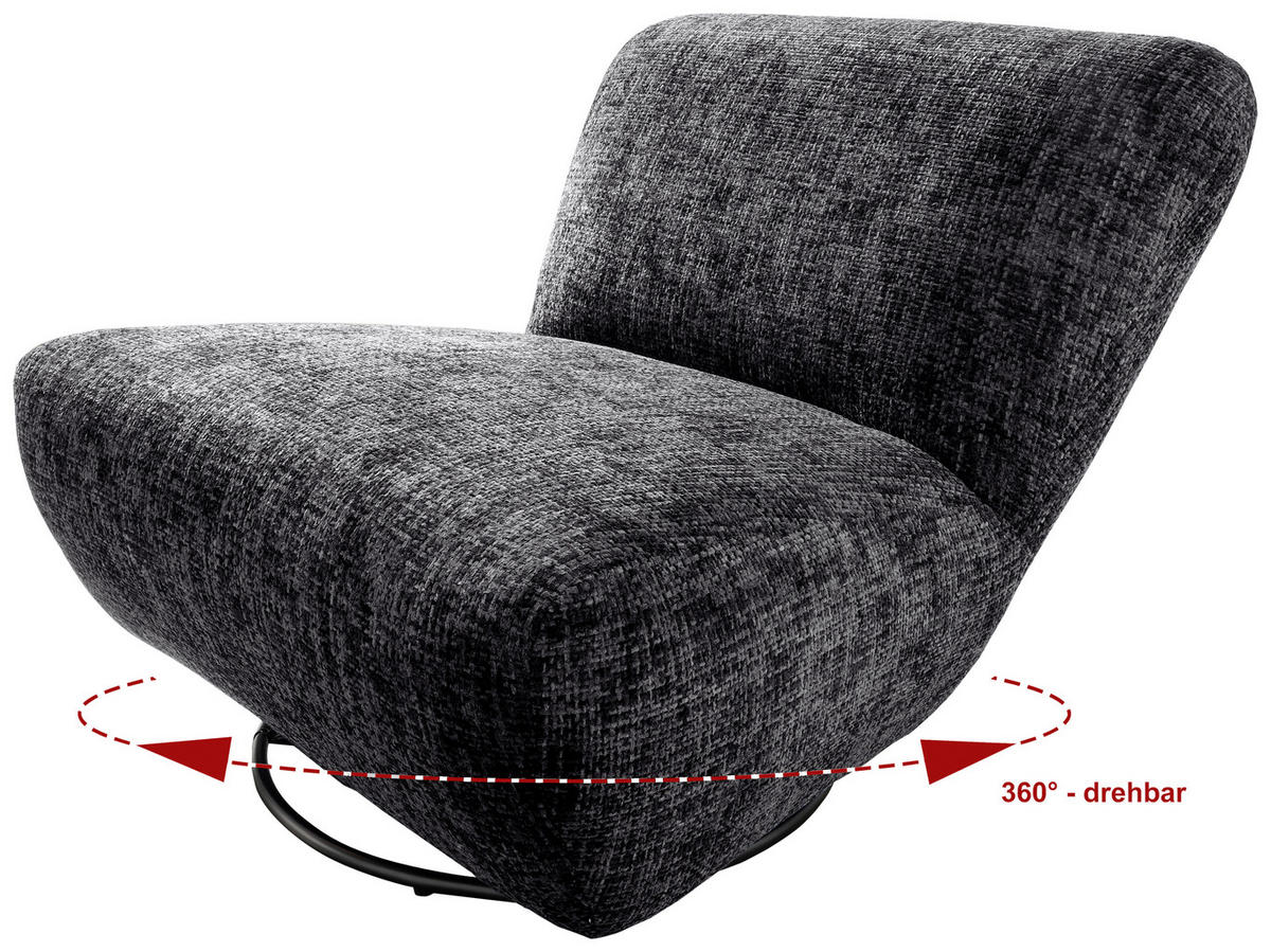 XXL-SESSEL in Struktur Schwarz  - Schwarz, Trend, Textil/Metall (95/77/94cm) - Livetastic