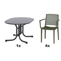 GARTENGARNITUR 5-teilig  - Anthrazit/Grün, Basics, Holzwerkstoff/Kunststoff (90/80/140cm) - Siena Garden