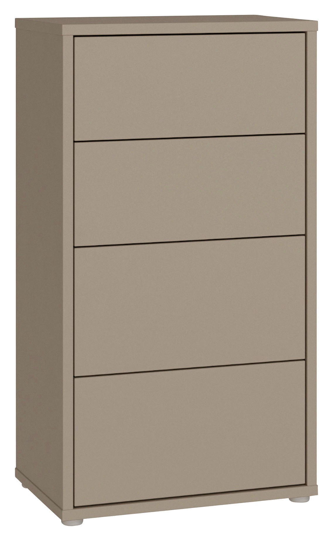 KOMMODE , 55/99/35 cm, 4 Schublade(n)  - Taupe/Silberfarben, Trend, Holzwerkstoff/Kunststoff (55/99/35cm) - Carryhome