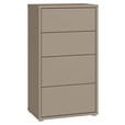 KOMMODE , 55/99/35 cm, 4 Schublade(n)  - Taupe/Silberfarben, Trend, Holzwerkstoff/Kunststoff (55/99/35cm) - Carryhome