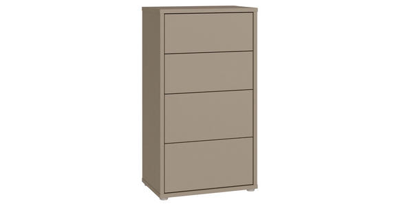 KOMMODE , 55/99/35 cm, 4 Schublade(n)  - Taupe/Silberfarben, Trend, Holzwerkstoff/Kunststoff (55/99/35cm) - Carryhome